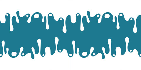 Seamless pattern of flowing milky liquid on the blue wall on both sides. Abstract background for fabric and paper design. Seamless pattern of smooth elements. Packaging with abstract printing for
