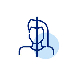Transgender person symbol. Male half and female half. Pixel perfect, editable stroke icon, transparent background