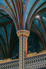 Magnificent opulent splendid baroque gothic church cathedral basilica interiors with stucco,...
