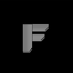 Letter F initial icon logo design vector with thin line white line style or pattern on black background