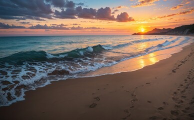 Obraz premium Evening sunset at the seashore