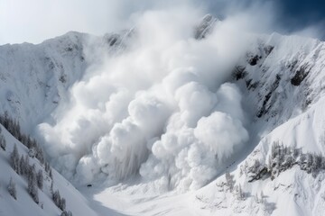 Massive avalanche mountains. Generate Ai