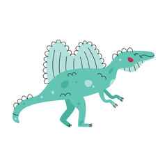 Flat hand drawn vector illustration of spinosaurus dinosaur