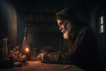 Old medieval alchemist. Generate Ai - obrazy, fototapety, plakaty