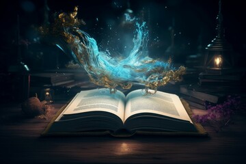 Open magic book. Generate Ai