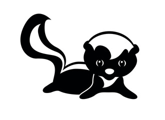 Cartoon little monochrom skunk. Vector illustration.