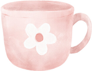 cute sweet floral coffee mug tea cup watercolour hand painting 