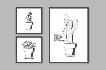 colorless cactus poster design collection