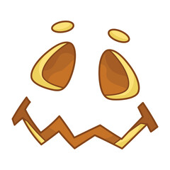 A confused face for Jack the Lantern. Grimace. Funny facial expression. A fictional Halloween cartoon character. Simple flat element for holiday design. Isolated clipart on a white background.