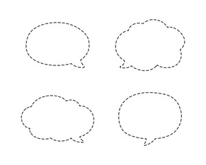 Geometric comic speech bubbles made of dotted dashed line set