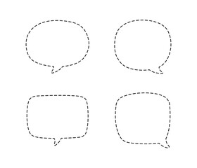 Geometric comic speech bubbles made of dotted dashed line set
