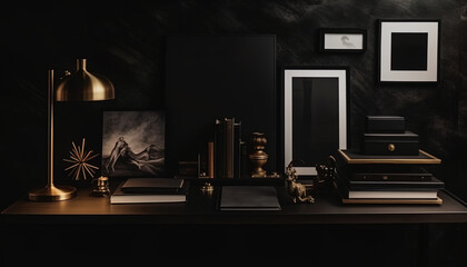 Photo book Displayed on a Luxury Desk with Album Covers Mock up