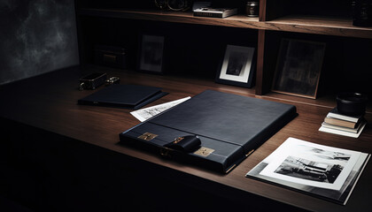 Album Cover Design with Photo book on a desk