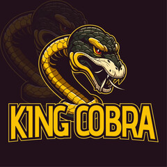 King Cobra mascot illustration vector logo design