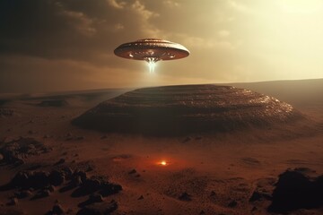 Ufo mars planet fly. Generate Ai
