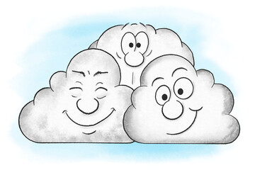 illustration of several clouds in overcast sky