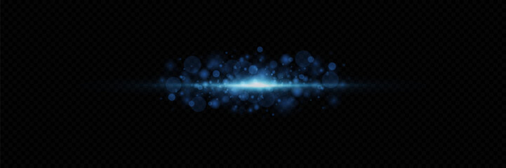 Glow effect. Blue glowing particles, stars. Shiny particles explode. On a transparent background.