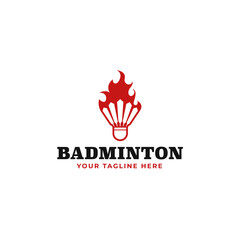 Flat shuttlecock badminton logo design vector illustration idea