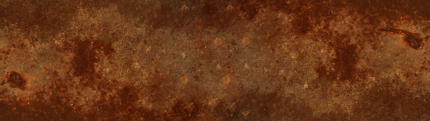 Grunge old scratched weathered aged rusty dark brown orange metal stone rust wall or floor background texture banner panorama industry industrial - obrazy, fototapety, plakaty