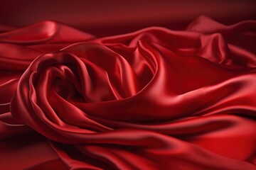 Obraz premium red satin background with rose generative ai