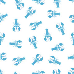 cartoon vector seamless pattern of cute lobsters