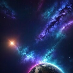 Obraz na płótnie Canvas 「宇宙の輝きを追いかけて：驚異的なスペーストリップ」- 惑星や恒星、そして銀河系の謎に迫るスペーストリップ。美しく輝く宇宙の世界を体感しよう。Generative AI 39