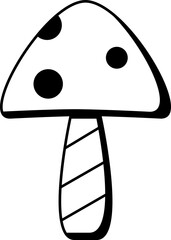Cute black mushroom cartoon doodle outline icon PNG