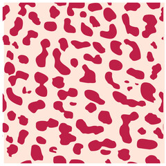 Pink spots in leopard fur. Leopard fur pattern design, pardus and panthera vector graphic background.	