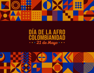 Dia de la Afrocolombianidad Abstract Background vector illustration. May 21 Afro-Colombian Day annual commemoration Colombia. Horizontal banner Neo Geometric pattern. Website header, social media post