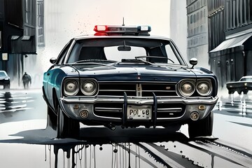 Obraz premium Polizeiauto in New York im Einsatz