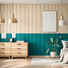 Mock Up Bilderrahmen in Luxus Apartment an dunkler Wand