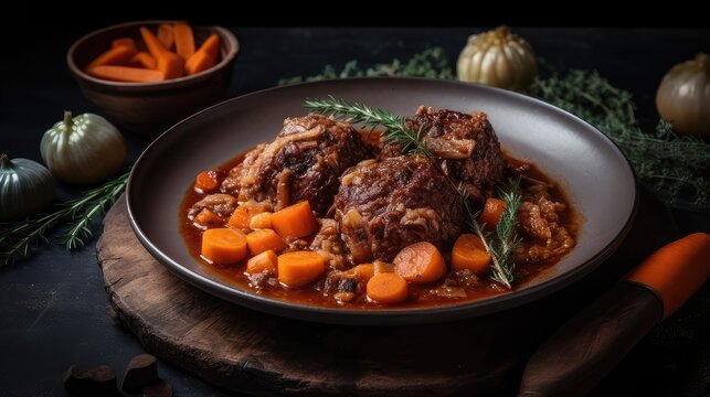 italian classic coda alla vaccinara with oxtail stew