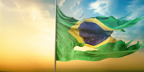 Fototapeta na wymiar Brazil Flag, Brazil, Federative Republic of Brazil - Wartime Flags