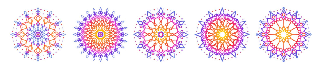 Mandala template colorful line style isolated on white background vector 10 eps