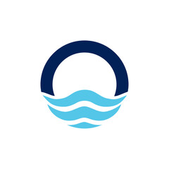 latter O with waves logo vector design illustration