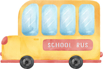 cute watercolor yellow school bus back to school hand painting illustration © Natsicha