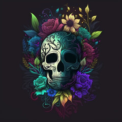 Dia de muertos, mexican art, skull, religious tradition, skeletons, spirituality, Generative Ai 