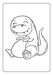 dinosaur coloring page book for children girl kids with cute t rex brontosaurus cartoon vector illustration printable theme
