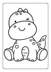 dinosaur coloring page book for children girl kids with cute t rex brontosaurus cartoon vector illustration printable theme © Mietsaq