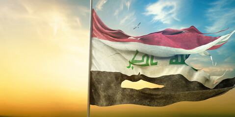  Iraq Flag, Iraq, Republic of Iraq - Wartime Flags - obrazy, fototapety, plakaty