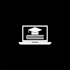 Online learning or e-learning concept icon isolated on black background.