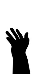 silhouette of a hand opening fingers as if to receive