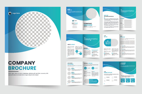 Vector corporate multipage brochure template design and company brochure template blue  layout design