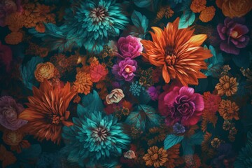 Fototapeta na wymiar Digital background with floral motif. Generative AI