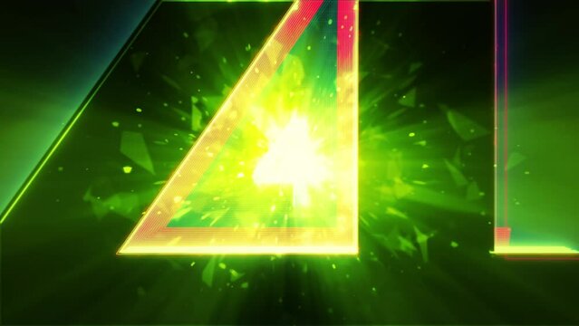 Five seconds Countdown Timer with green burst effect animation abstract background.  Five to zero count down art effect counting timer abstract background.