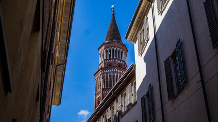 Milan and the San Gottardo in Corte in a perfect perspective shot