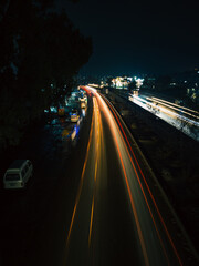 traffic on highway at night