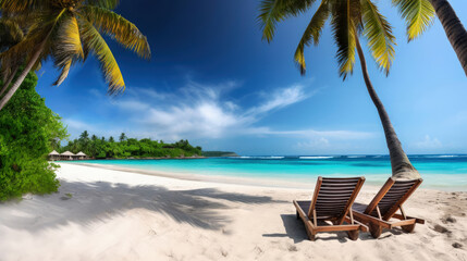 Fototapeta na wymiar Ultimate Relaxation: Lounging on a Tropical Beach - Generative AI