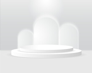 vector 3d Abstract white podium display on white background 