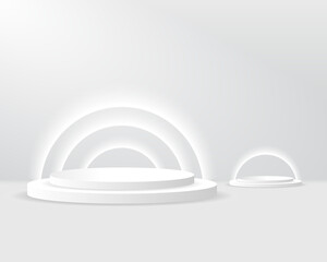 vector 3d Abstract white podium display on white background 